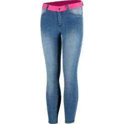 Horze Kids' Poppy Denim Silicone Full Seat Breeches - Lead Blue -Equestrian Supplies 319351 800 800