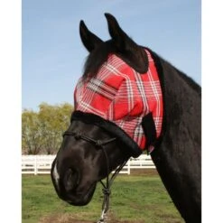 Kensington Fly Mask W/Plush Fleece Trim - Deluxe Red -Equestrian Supplies 322046 800 800