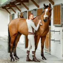 Horze Women's Deanne Softshell Fleece Jacket - Feather Gray/Bracken -Equestrian Supplies 348051 800 800