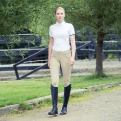 Horze Women's Grand Prix Knee Patch Breeches - Tan -Equestrian Supplies 375174 800 800