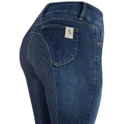 Horze Women's Kaia Highwaist Denim Silicone Full Seat Breech - Dark Blue 7 Horze Women's Kaia Highwaist Denim Silicone Full Seat Breech - Dark Blue -Equestrian Supplies 381010 800 800