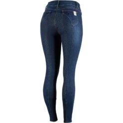 Horze Women's Kaia Highwaist Denim Silicone Full Seat Breech - Dark Blue 8 Horze Women's Kaia Highwaist Denim Silicone Full Seat Breech - Dark Blue -Equestrian Supplies 381011 800 800