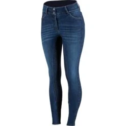 Horze Women's Kaia Highwaist Denim Silicone Full Seat Breech - Dark Blue 9 Horze Women's Kaia Highwaist Denim Silicone Full Seat Breech - Dark Blue -Equestrian Supplies 381012 800 800
