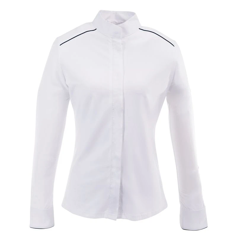 Ovation Women's Long Sleeve Performance Shirt - White/Navy 3 Ovation Women's Long Sleeve Performance Shirt - White/Navy
