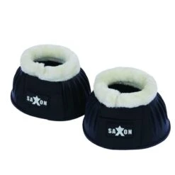 Saxon Fleece Trim Rubber Bell Boots - Black/White