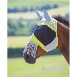Shires Air Motion Fly Mask W/Ears & Nose Fringe - Lime
