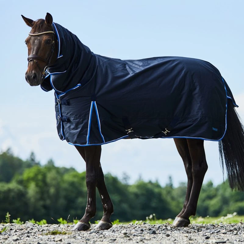 Horze Glasgow Medium Weight Combo Turnout Blanket 150g - Dark Blue 3 Horze Glasgow Medium Weight Combo Turnout Blanket 150g - Dark Blue