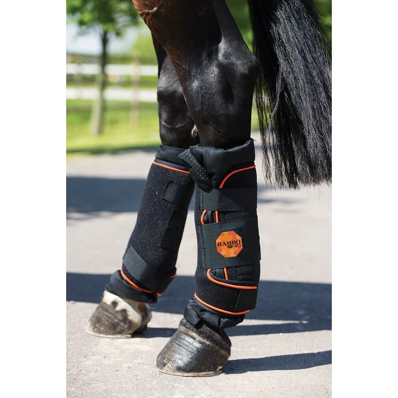 Rambo Ionic Stable Boots Pair - Black/Black/Orange Stripe 3 Rambo Ionic Stable Boots Pair - Black/Black/Orange Stripe