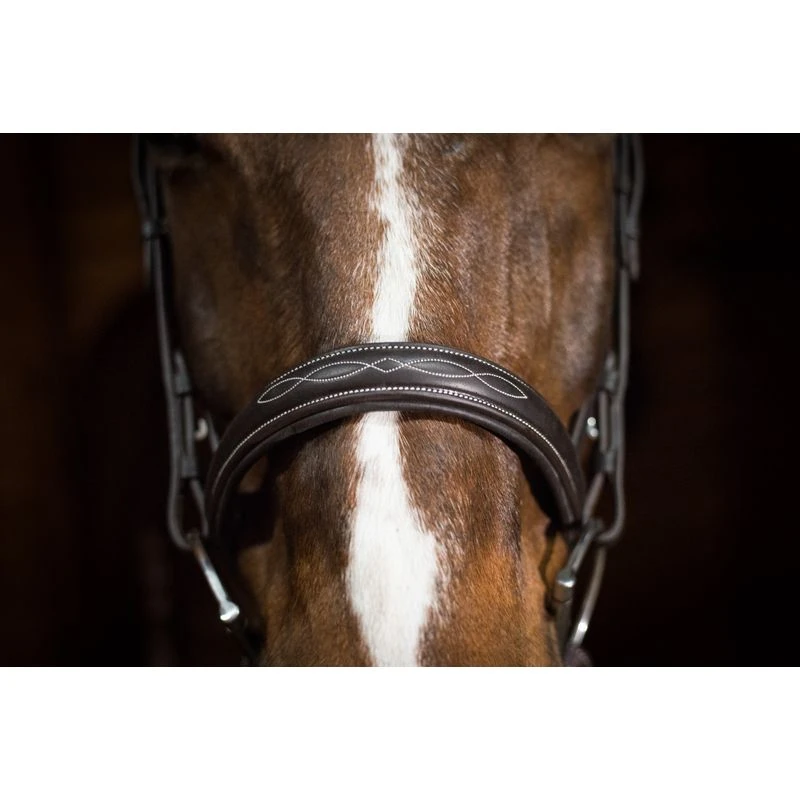 Ovation ATS Fancy Raised Wide Noseband Bridle - Dark Brown 3 Ovation ATS Fancy Raised Wide Noseband Bridle - Dark Brown