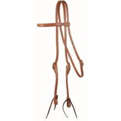 Western Rawhide Harness Leather 5/8" Browband Headstall With Ties - Black