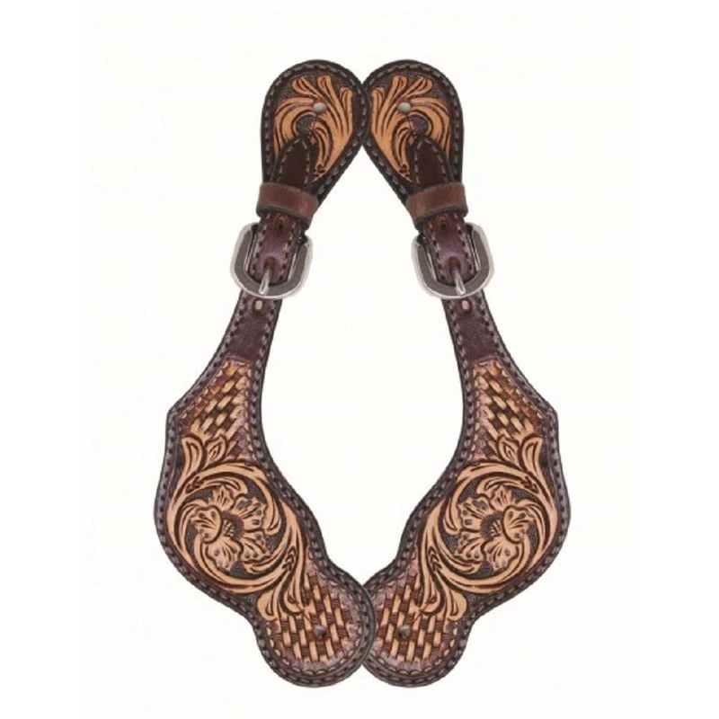 Western Rawhide Country Legend Spur Straps - Two Tone Brown 3 Western Rawhide Country Legend Spur Straps - Two Tone Brown