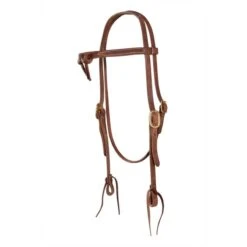 Western Rawhide Futurity Headstall W/Tie Ends And Knotted Brow - Oiled