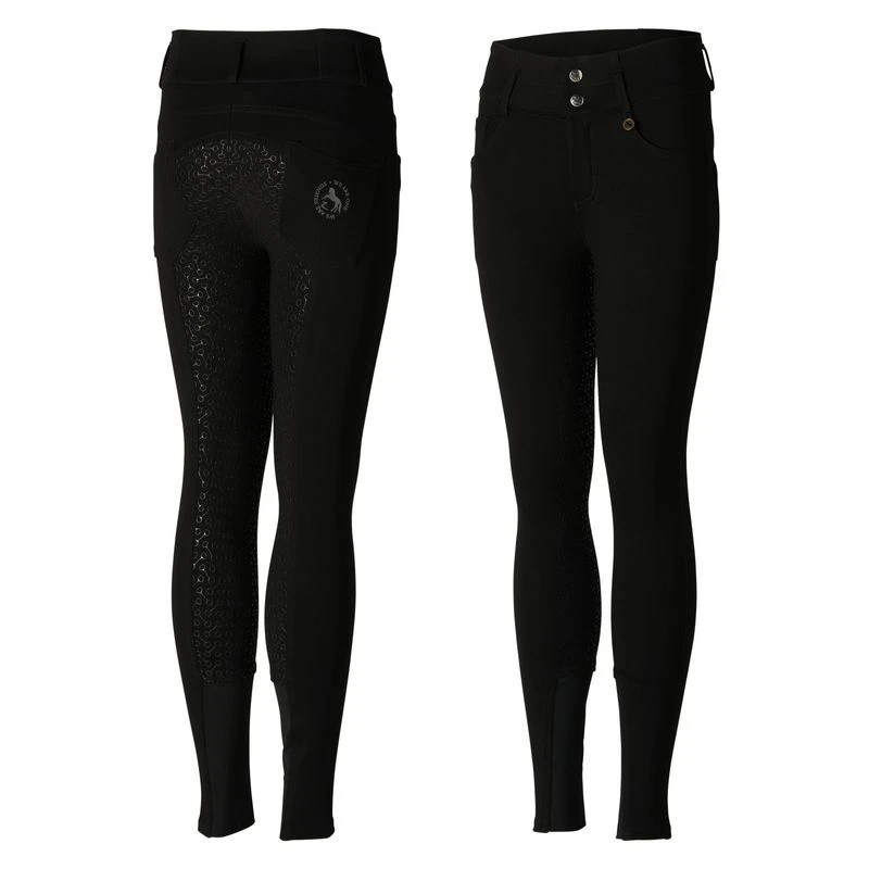 Horze Kids' Tara High Waist Full Seat Breeches - Black 3 Horze Kids' Tara High Waist Full Seat Breeches - Black