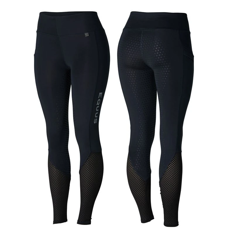 Horze Women's Gwen Full Seat Leggings W/Mesh - Dark Blue 3 Horze Women's Gwen Full Seat Leggings W/Mesh - Dark Blue