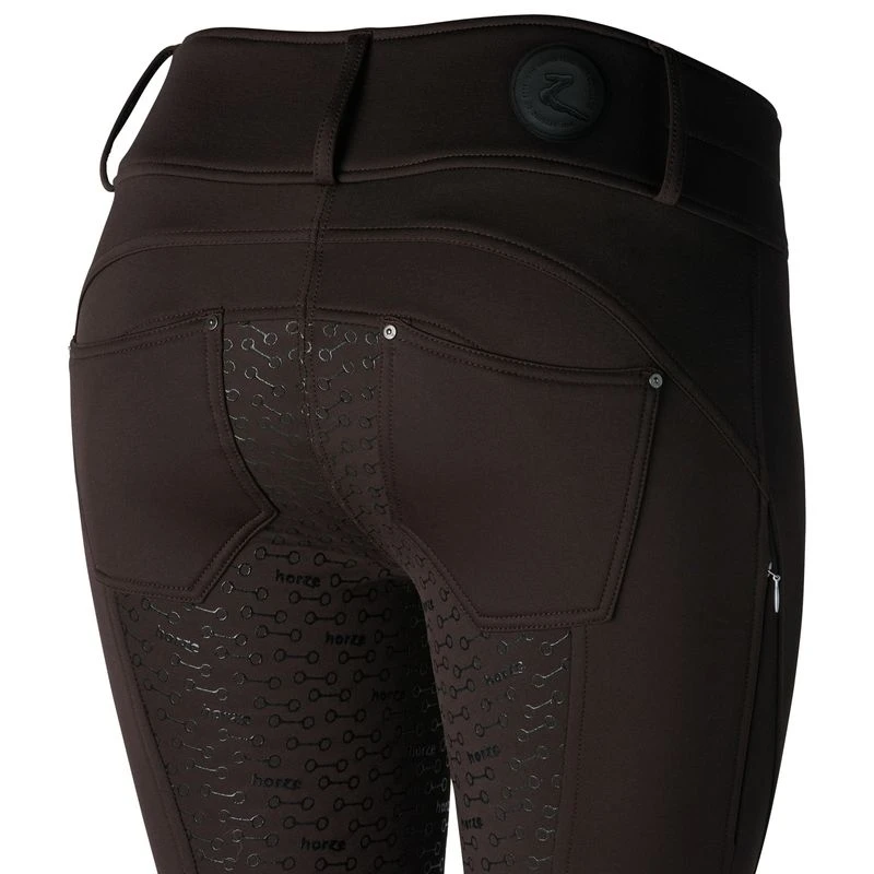 Horze Women's Rhea Full Seat Thermo Breeches W/Back Pockets - After Dark Brown 4 Horze Women's Rhea Full Seat Thermo Breeches W/Back Pockets - After Dark Brown - Image 2