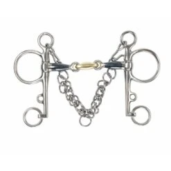 Shires Blue Sweet Iron Pelham Bit W/Brass Lozenge