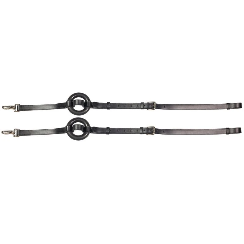 Horze Leather Side Reins W/Rubber Donuts - Black 3 Horze Leather Side Reins W/Rubber Donuts - Black