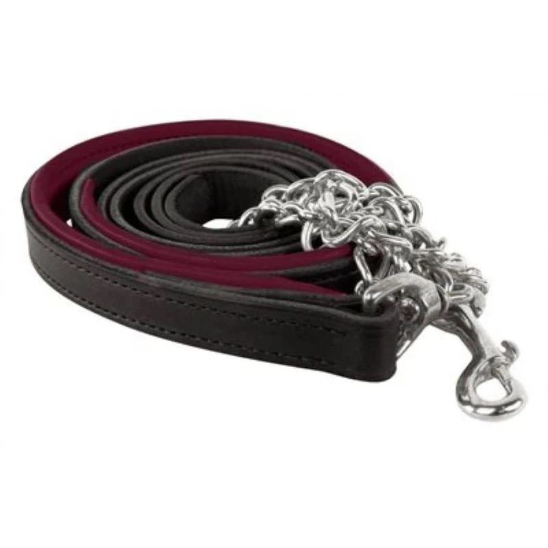 Perri's Padded Leather Lead W/Chain - Black/Burgundy/Stainless 3 Perri's Padded Leather Lead W/Chain - Black/Burgundy/Stainless