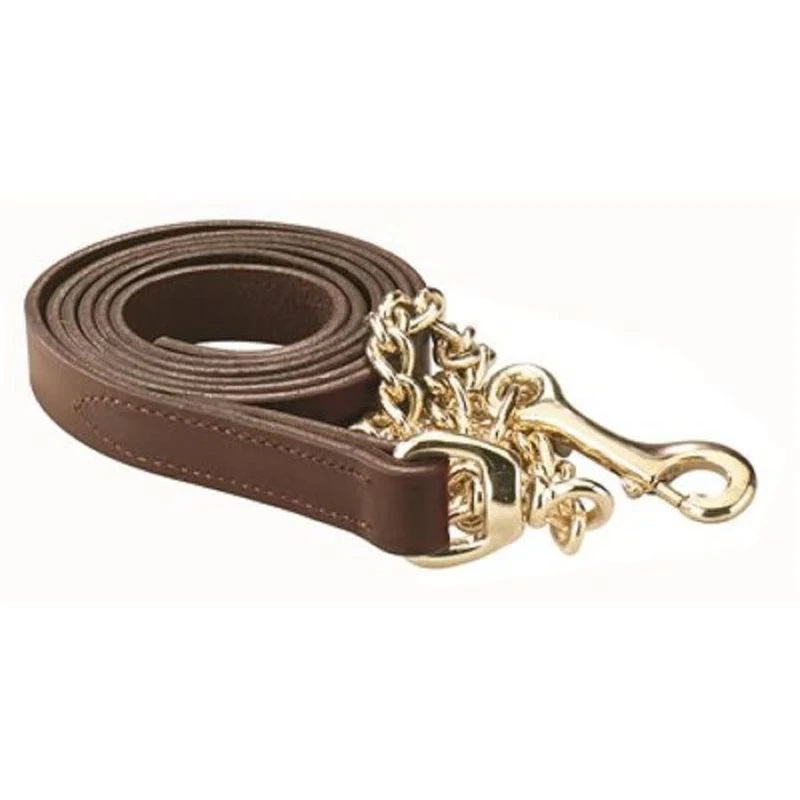 Perri's 1" Leather Lead W/Chain - Havana/Brass 3 Perri's 1" Leather Lead W/Chain - Havana/Brass