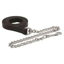 Perri's 1" Premium Leather Lead W/Chain - Black/Stainless
