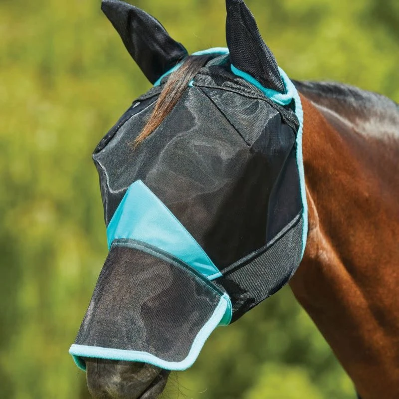 Weatherbeeta Comfitec Deluxe Fine Mesh Mask W/Ears & Nose - Black/Turquoise 3 Weatherbeeta Comfitec Deluxe Fine Mesh Mask W/Ears & Nose - Black/Turquoise