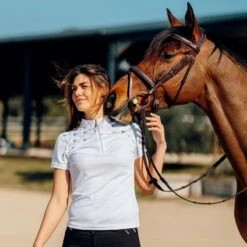 Horze Women's Kaitlin Short Sleeved Performance Shirt W/ Flower Print - White -Equestrian Supplies 542677 800 800