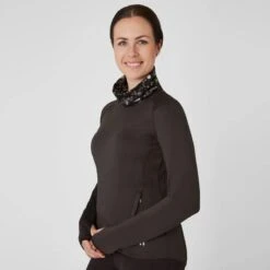 Horze Women's Kaitlin Turtleneck Sweater W/ Flower Design - After Dark Brown 9 Horze Women's Kaitlin Turtleneck Sweater W/ Flower Design - After Dark Brown -Equestrian Supplies 544261 800 800