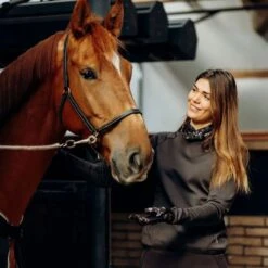 Horze Women's Kaitlin Turtleneck Sweater W/ Flower Design - After Dark Brown 13 Horze Women's Kaitlin Turtleneck Sweater W/ Flower Design - After Dark Brown -Equestrian Supplies 544265 800 800