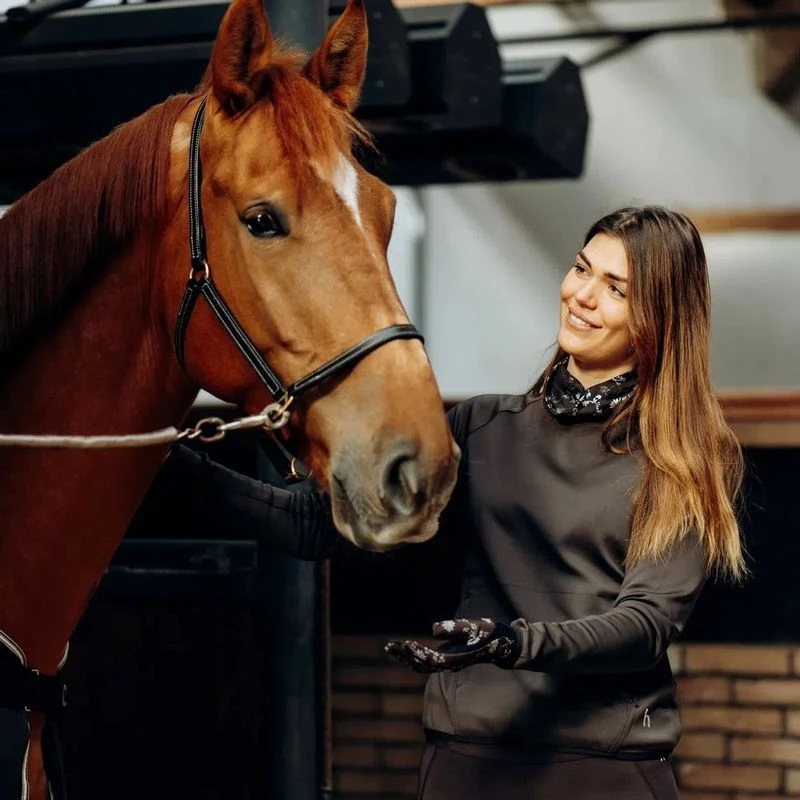 Horze Women's Kaitlin Turtleneck Sweater W/ Flower Design - After Dark Brown 8 Horze Women's Kaitlin Turtleneck Sweater W/ Flower Design - After Dark Brown - Image 6