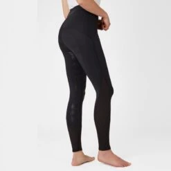 Horze Women's Danica High Waist Tights With Mesh Insert - Black