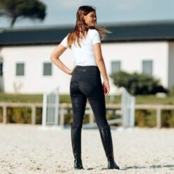 Horze Women's Danica High Waist Tights With Mesh Insert - Black -Equestrian Supplies 548189 800 800