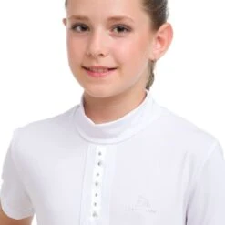 Cavalliera Kids' I Love Crystals Short Sleeve Show Shirt - White/Silver -Equestrian Supplies 558724 800 800