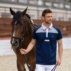 Cavalliera Men's Mosaic Short Sleeve Show Shirt - Navy Blue/Grey/White -Equestrian Supplies 558852 800 800