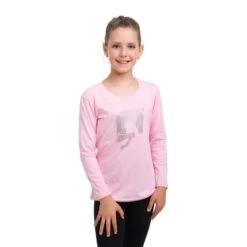 Cavalliera Kids' Jumping Star Long Sleeve Cotton Top - Rose