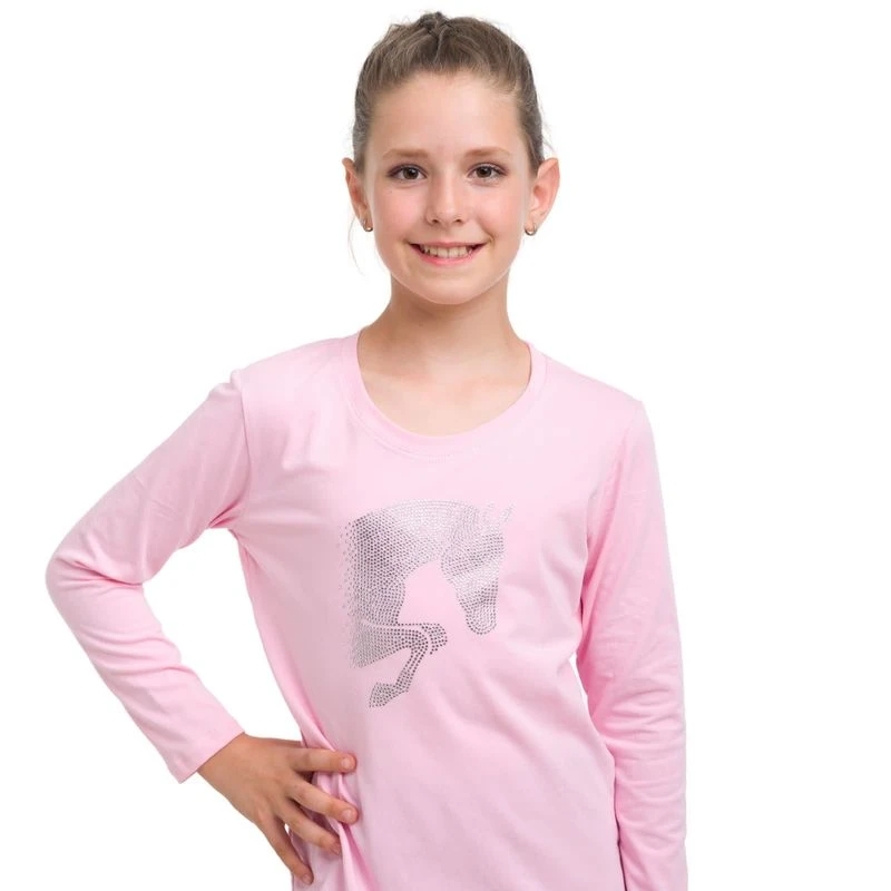 Cavalliera Kids' Jumping Star Long Sleeve Cotton Top - Rose 4 Cavalliera Kids' Jumping Star Long Sleeve Cotton Top - Rose - Image 2