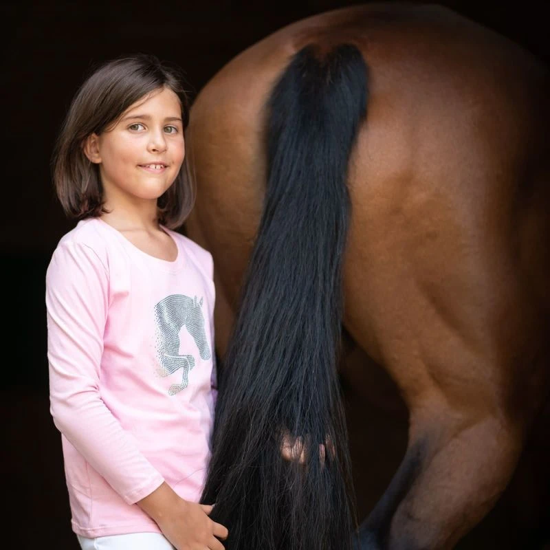 Cavalliera Kids' Jumping Star Long Sleeve Cotton Top - Rose 5 Cavalliera Kids' Jumping Star Long Sleeve Cotton Top - Rose - Image 3