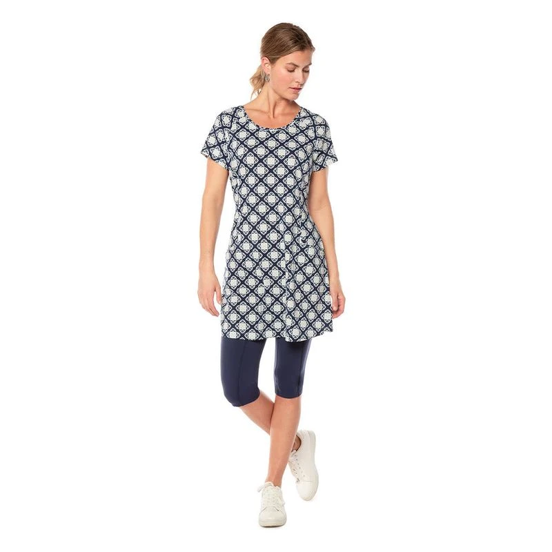 EQL Women's Everyday Tunic Dress - Indigo Tiles 4 EQL Women's Everyday Tunic Dress - Indigo Tiles - Image 2