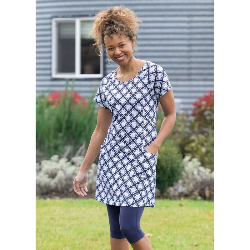 EQL Women's Everyday Tunic Dress - Indigo Tiles 6 EQL Women's Everyday Tunic Dress - Indigo Tiles - Image 4