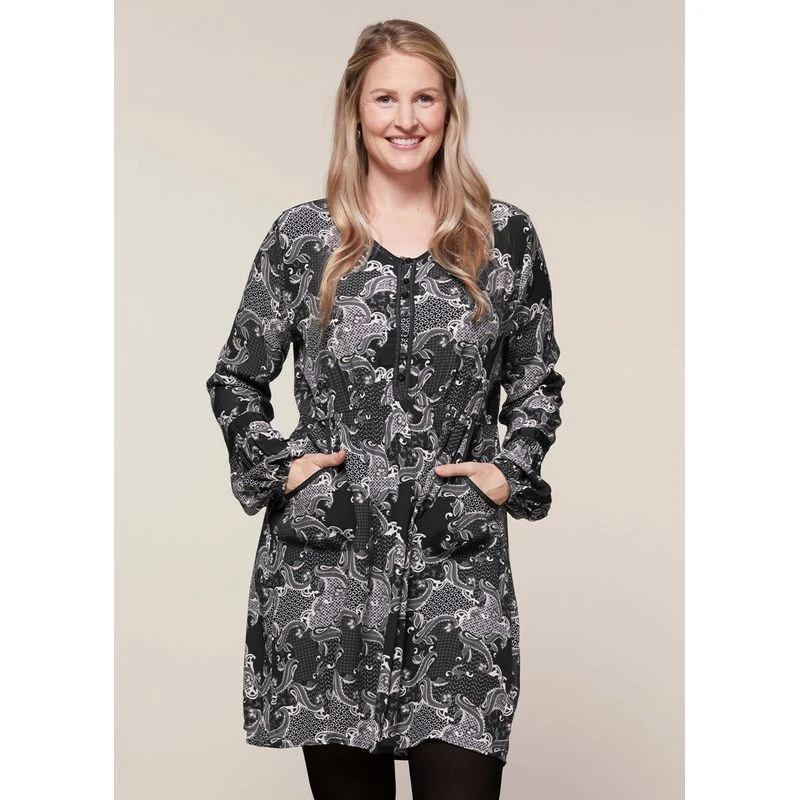 EQL Women's Ecovero Boheme Tunic Dress - Black Patchwork Paisley 4 EQL Women's Ecovero Boheme Tunic Dress - Black Patchwork Paisley - Image 2