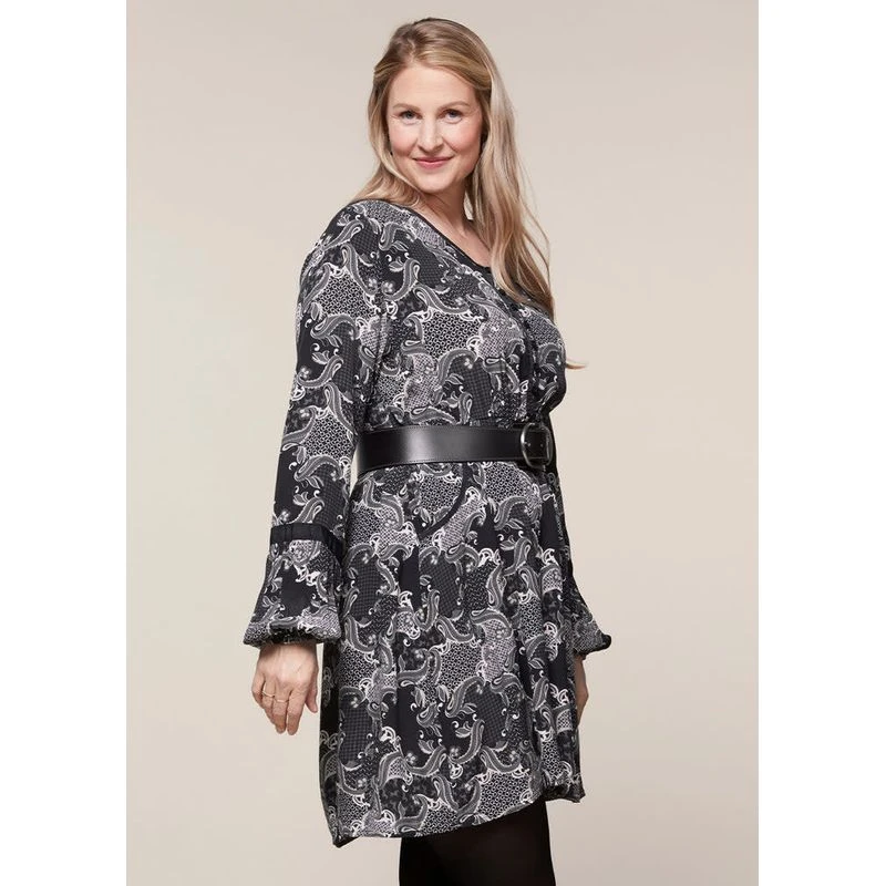 EQL Women's Ecovero Boheme Tunic Dress - Black Patchwork Paisley 6 EQL Women's Ecovero Boheme Tunic Dress - Black Patchwork Paisley - Image 4