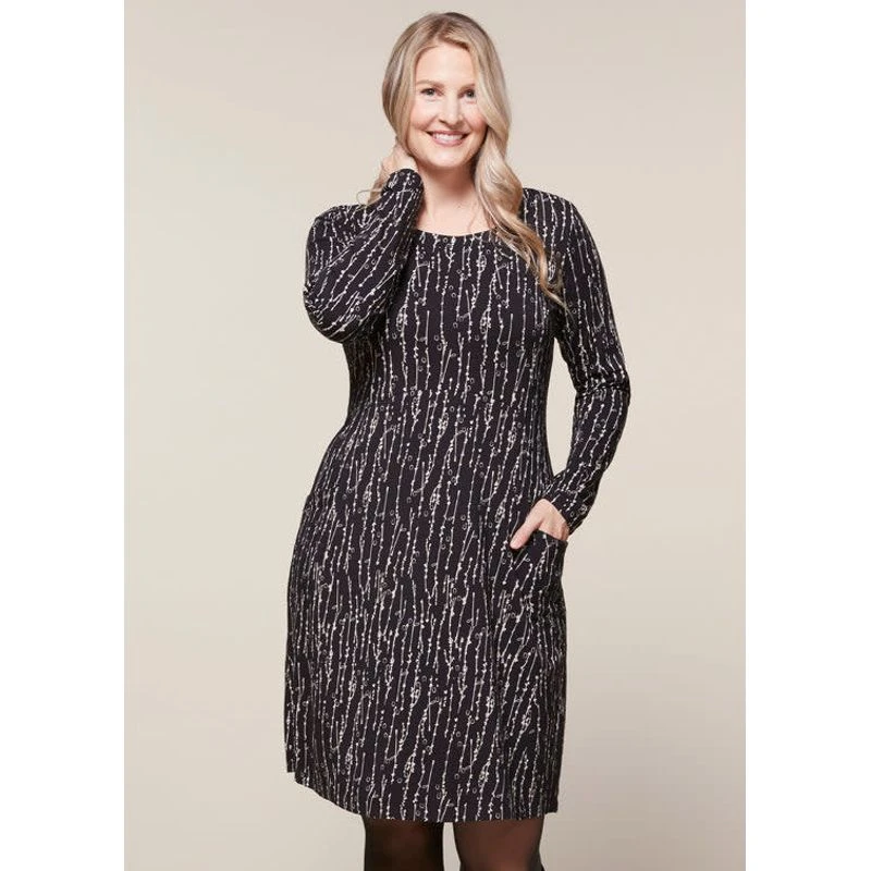 EQL Women's Inspired Scoop Neck Long Sleeve Dress - Black Horseshoe Branches 4 EQL Women's Inspired Scoop Neck Long Sleeve Dress - Black Horseshoe Branches - Image 2