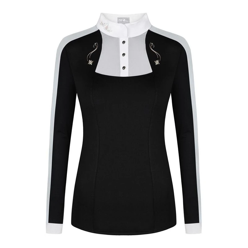 Fair Play Women's Lorella Long Sleeve Competition Shirt - Black/White 3 Fair Play Women's Lorella Long Sleeve Competition Shirt - Black/White