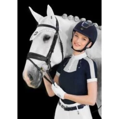 Fair Play Women's Lorella Short Sleeve Competition Shirt - Navy/White -Equestrian Supplies 594561 800 800