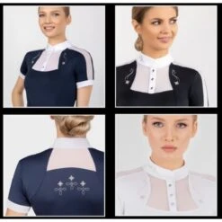 Fair Play Women's Lorella Short Sleeve Competition Shirt - Navy/White -Equestrian Supplies 594562 800 800