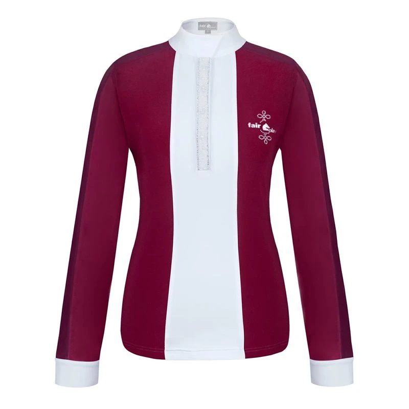 Fair Play Women's Claire Pearl Long Sleeve Competition Shirt - Burgundy/White 3 Fair Play Women's Claire Pearl Long Sleeve Competition Shirt - Burgundy/White