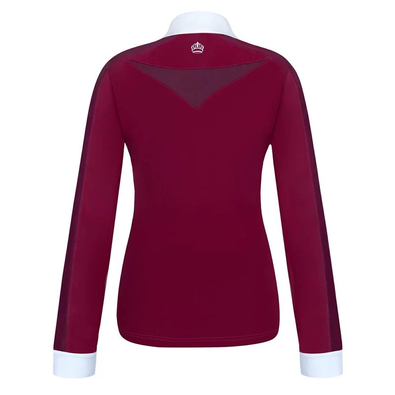 Fair Play Women's Claire Pearl Long Sleeve Competition Shirt - Burgundy/White 4 Fair Play Women's Claire Pearl Long Sleeve Competition Shirt - Burgundy/White - Image 2