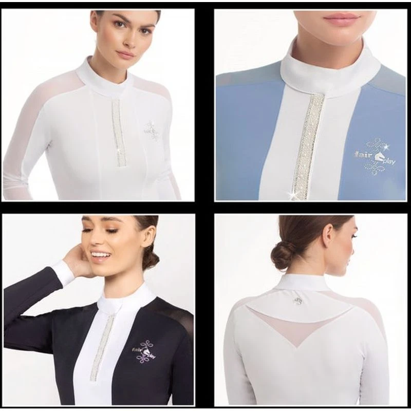 Fair Play Women's Claire Pearl Long Sleeve Competition Shirt - Burgundy/White 6 Fair Play Women's Claire Pearl Long Sleeve Competition Shirt - Burgundy/White - Image 4