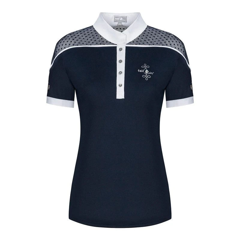 Fair Play Women's Letizia Short Sleeve Competition Shirt - Navy 3 Fair Play Women's Letizia Short Sleeve Competition Shirt - Navy