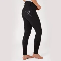 Horze Women's Queenie Silicone Full Seat Breeches W/Crystals - Black -Equestrian Supplies 599926 800 800