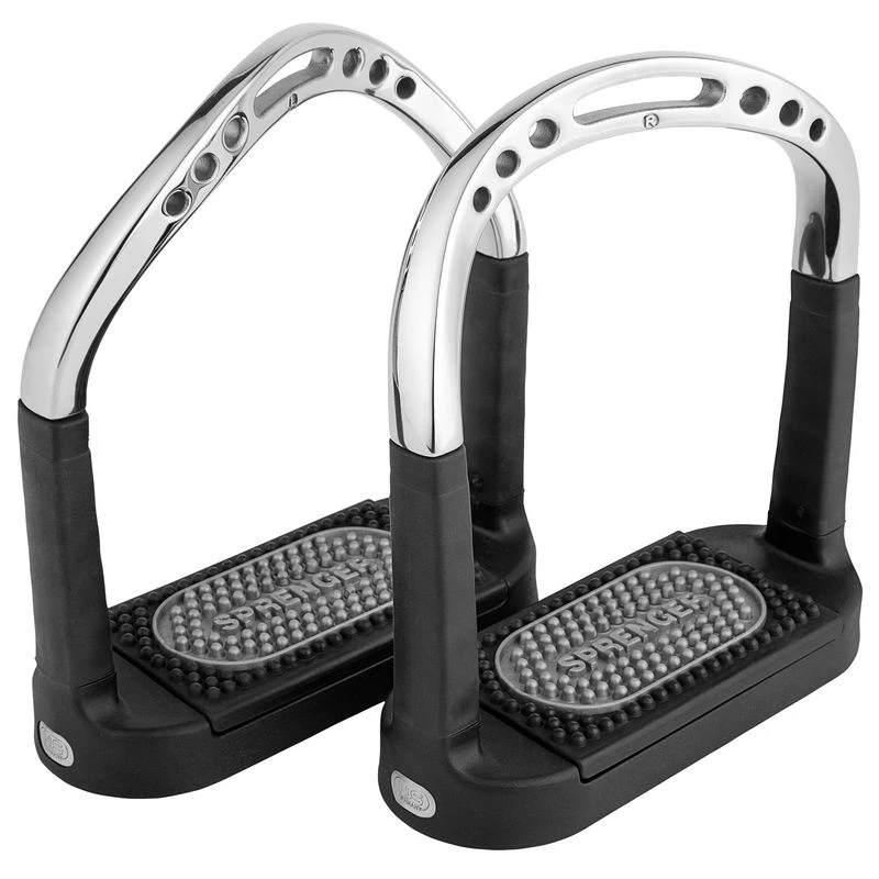 Herm Sprenger Flexcite Stirrups - Stainless Steel/Grey/Black Pad 3 Herm Sprenger Flexcite Stirrups - Stainless Steel/Grey/Black Pad